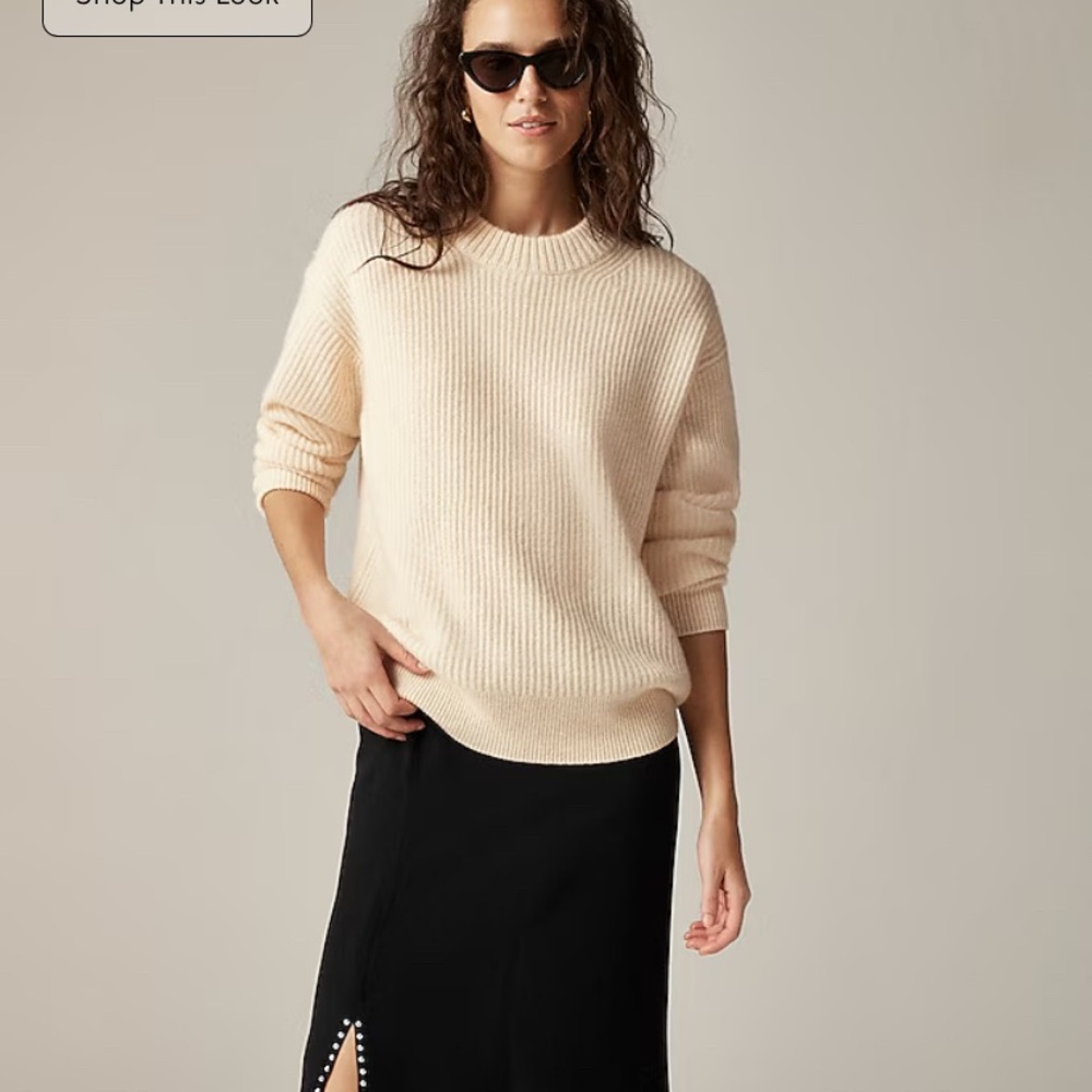Jcrew Ribbed Oversized Cashmere Crewneck Sweater